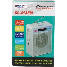 OkaeYa SL-413 Rechargeable FM Radio With USB/SD Player (White)